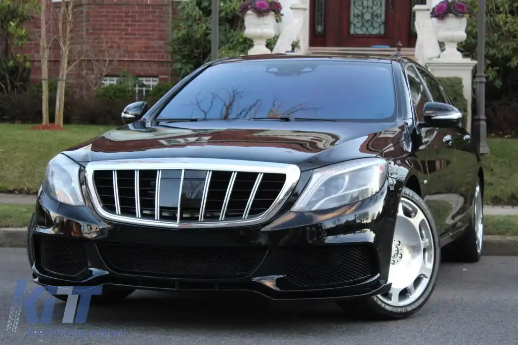 Grilă crom/neagră tip Brabus potrivită pentru Mercedes S-Class W222 2013-2020 pentru modelul cu Distronic și Night Vision-image-6265530