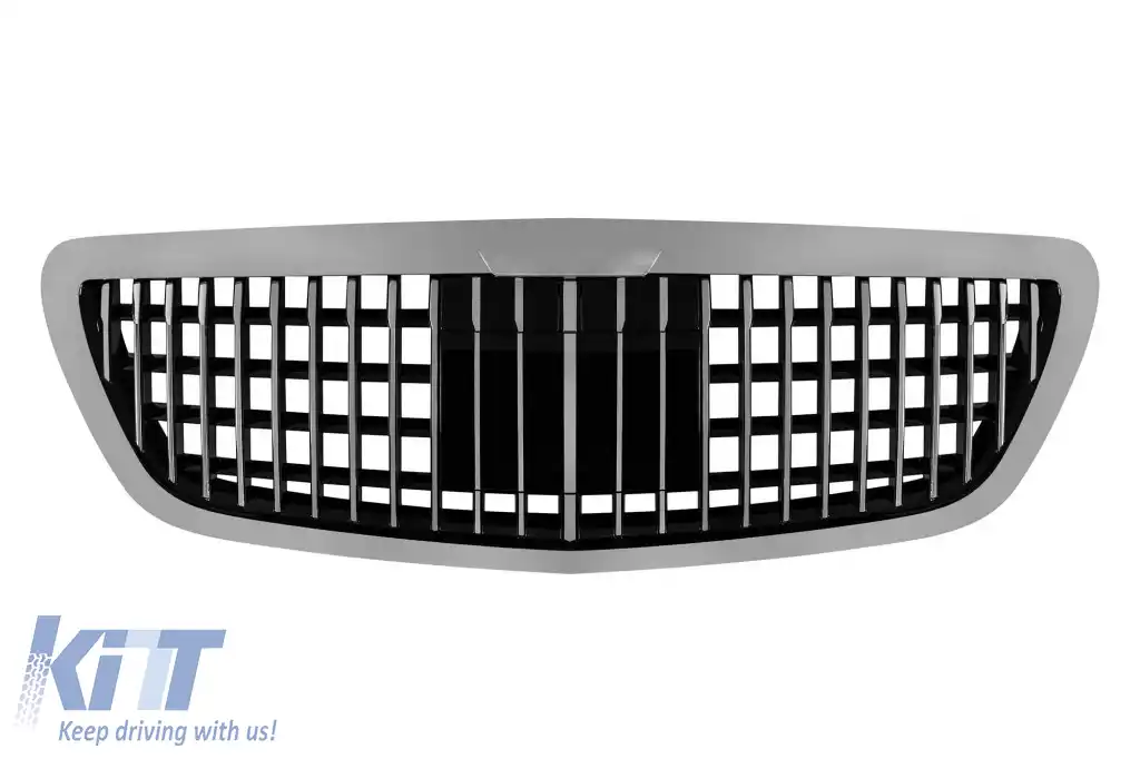 Grilă crom/neagră tip Maybach potrivită pentru Mercedes S-Class W222 2013-2020 pentru modelul cu Distronic