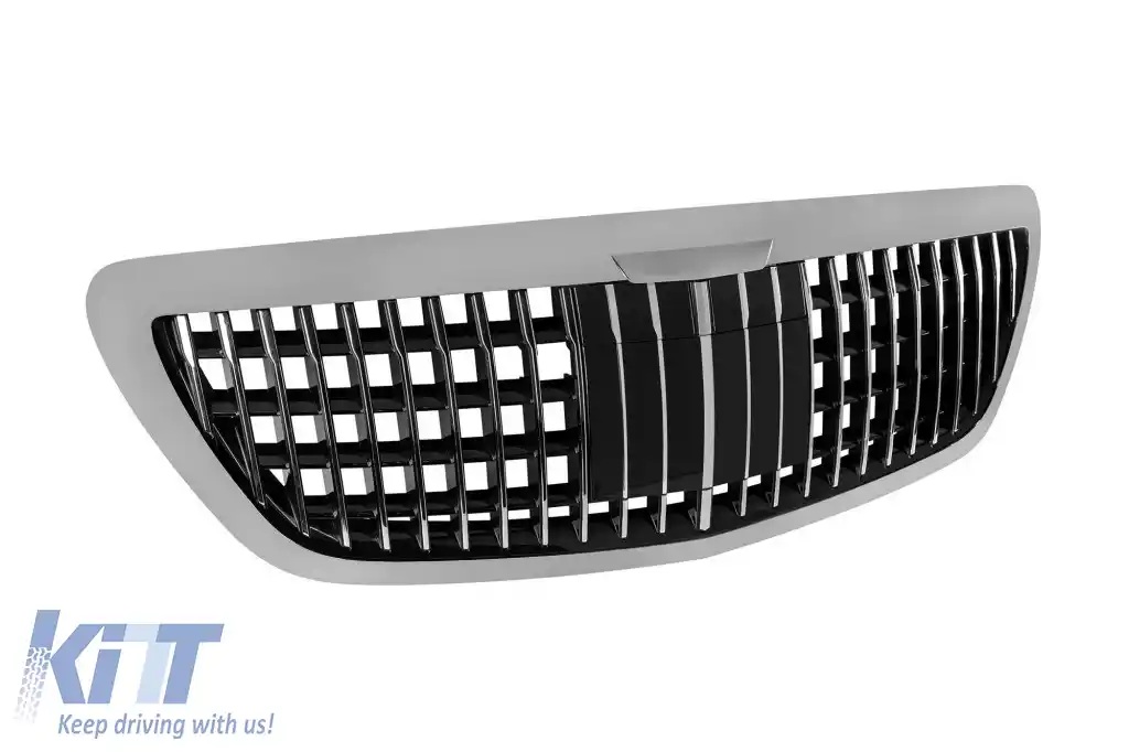 Grilă crom/neagră tip Maybach potrivită pentru Mercedes S-Class W222 2013-2020 pentru modelul cu Distronic-image-6265496