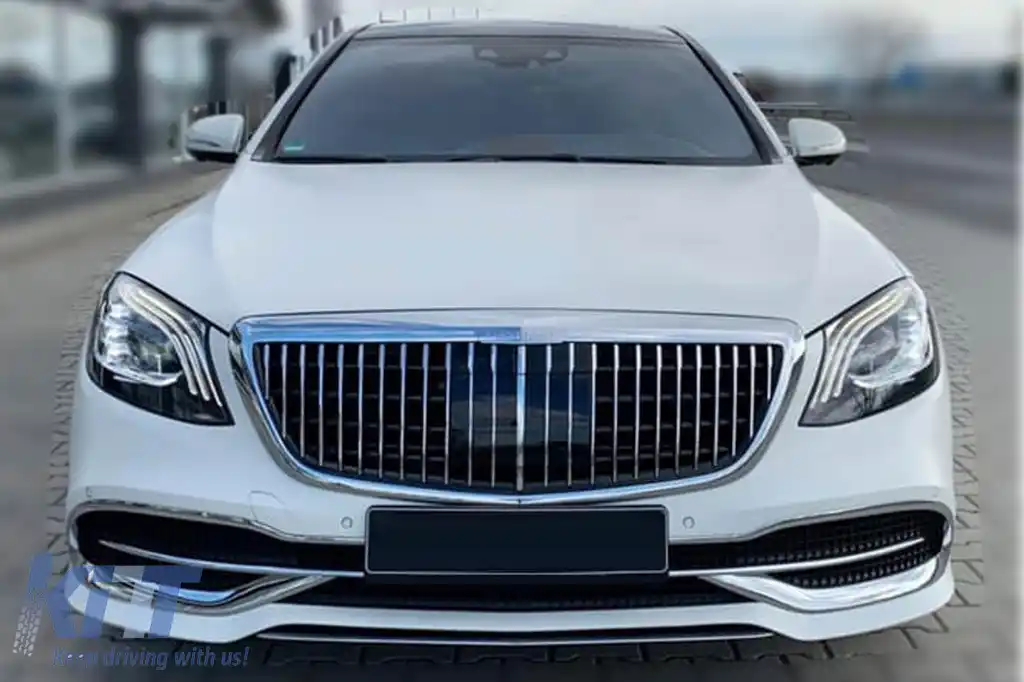Grilă crom/neagră tip Maybach potrivită pentru Mercedes S-Class W222 2013-2020 pentru modelul cu Distronic-image-6265498