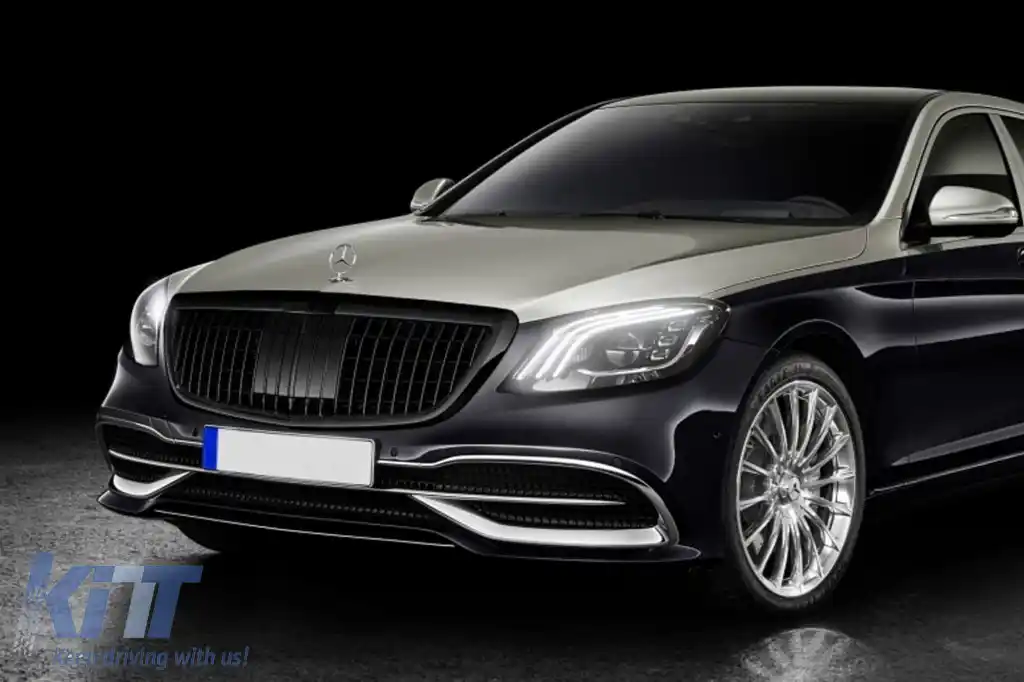 Grilă crom/neagră tip Maybach potrivită pentru Mercedes S-Class W222 2013-2020 pentru modelul cu Distronic-image-6265499