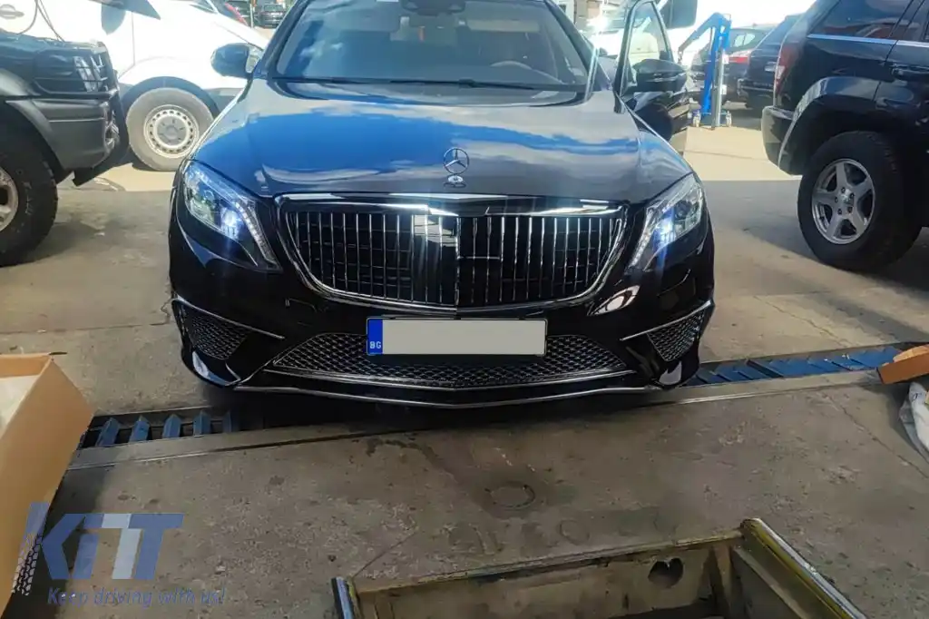Grilă crom/neagră tip Maybach potrivită pentru Mercedes S-Class W222 2013-2020 pentru modelul cu Distronic-image-6265500