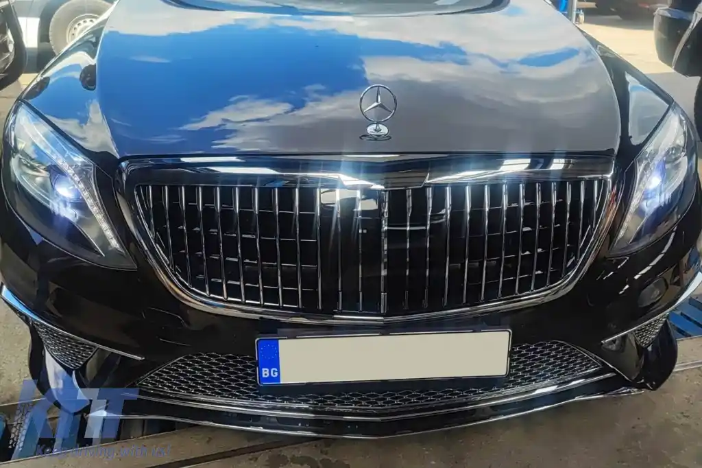 Grilă crom/neagră tip Maybach potrivită pentru Mercedes S-Class W222 2013-2020 pentru modelul cu Distronic-image-6265501