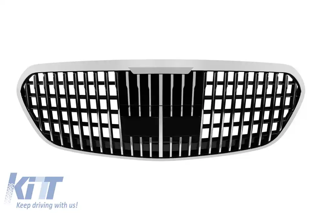 Grilă crom/neagră tip Maybach potrivită pentru Mercedes S-Class W223 după 2021 pentru modelul cu Distronic