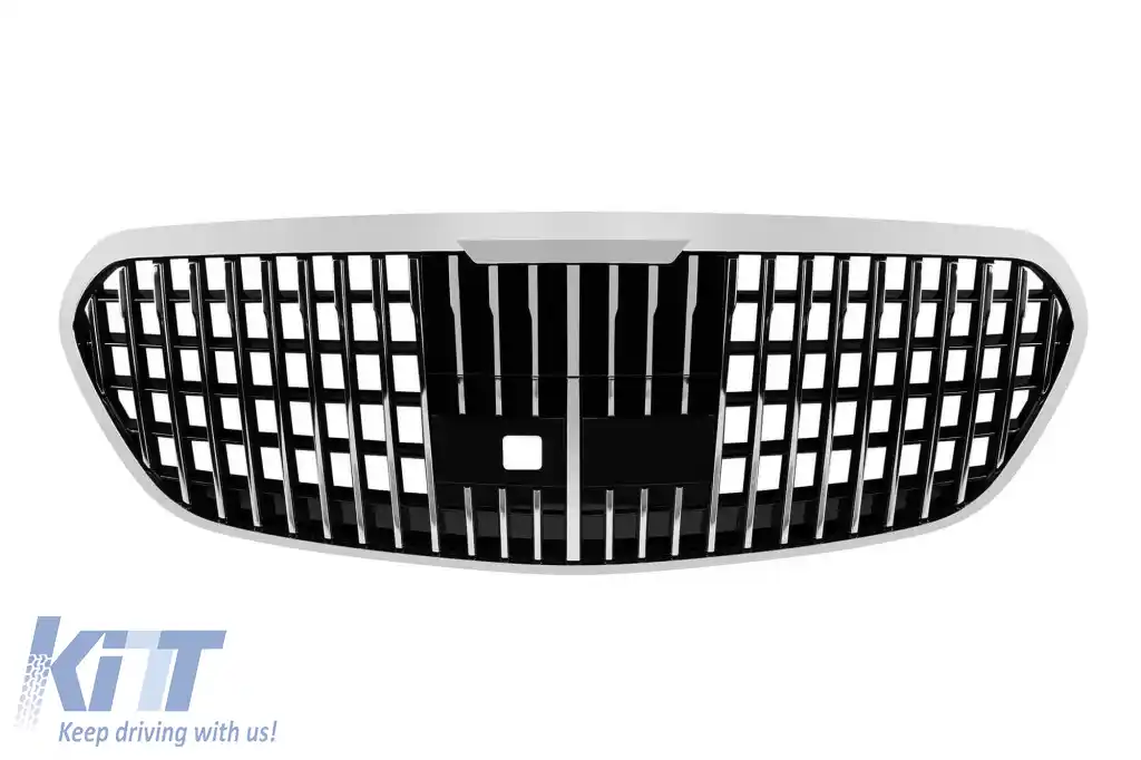 Grilă crom/neagră tip Maybach potrivită pentru Mercedes S-Class W223 după 2021 pentru modelul cu Distronic-image-6265576