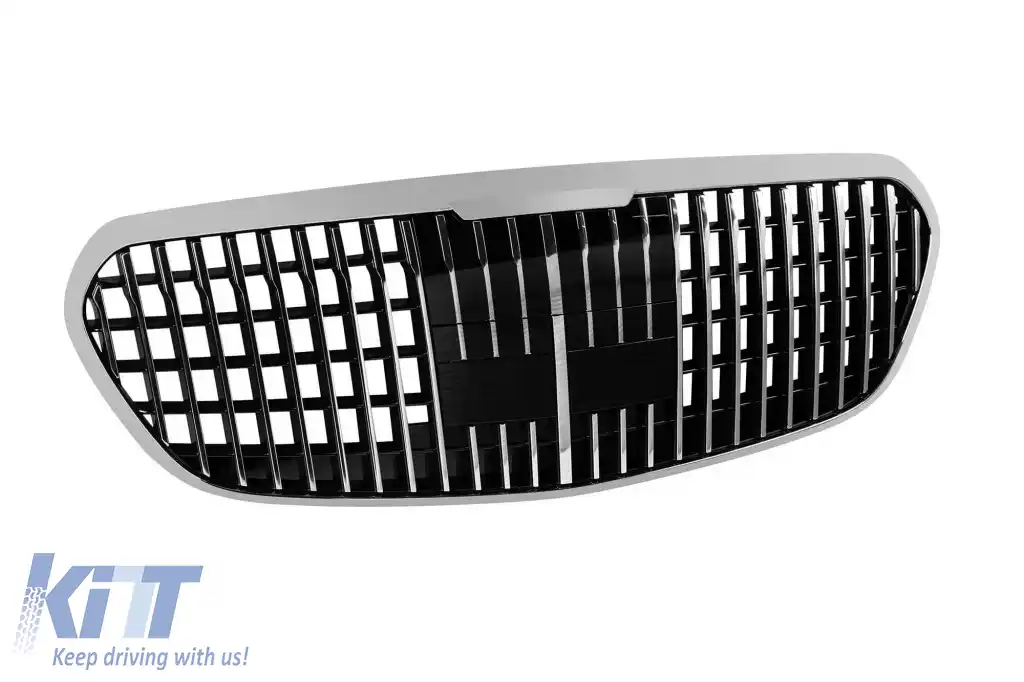 Grilă crom/neagră tip Maybach potrivită pentru Mercedes S-Class W223 după 2021 pentru modelul cu Distronic-image-6265577
