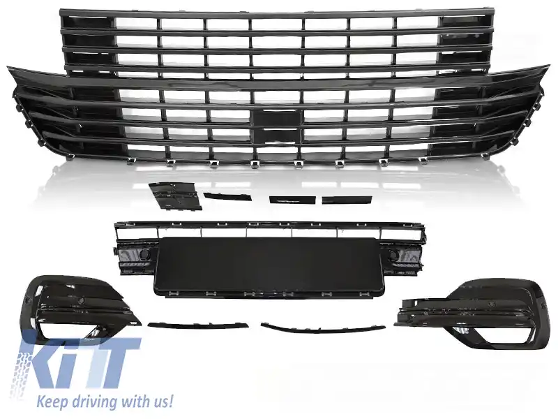 image-14-GRILĂ CU ELEMENT DE BUMPER NEGRU LUCIOS potrivită pentru VW T6.1 20-