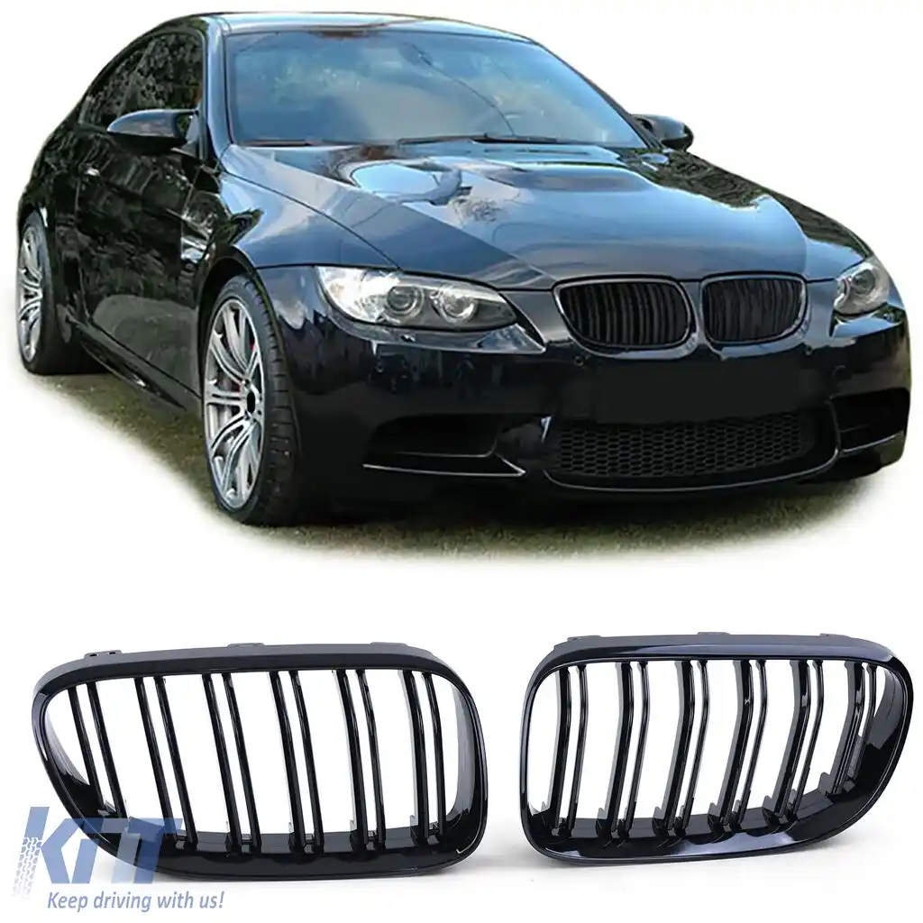 Grilă cu fante duble pentru performanță, negru lucios, potrivită pentru BMW Seria 3 E92 E93 2010-2013