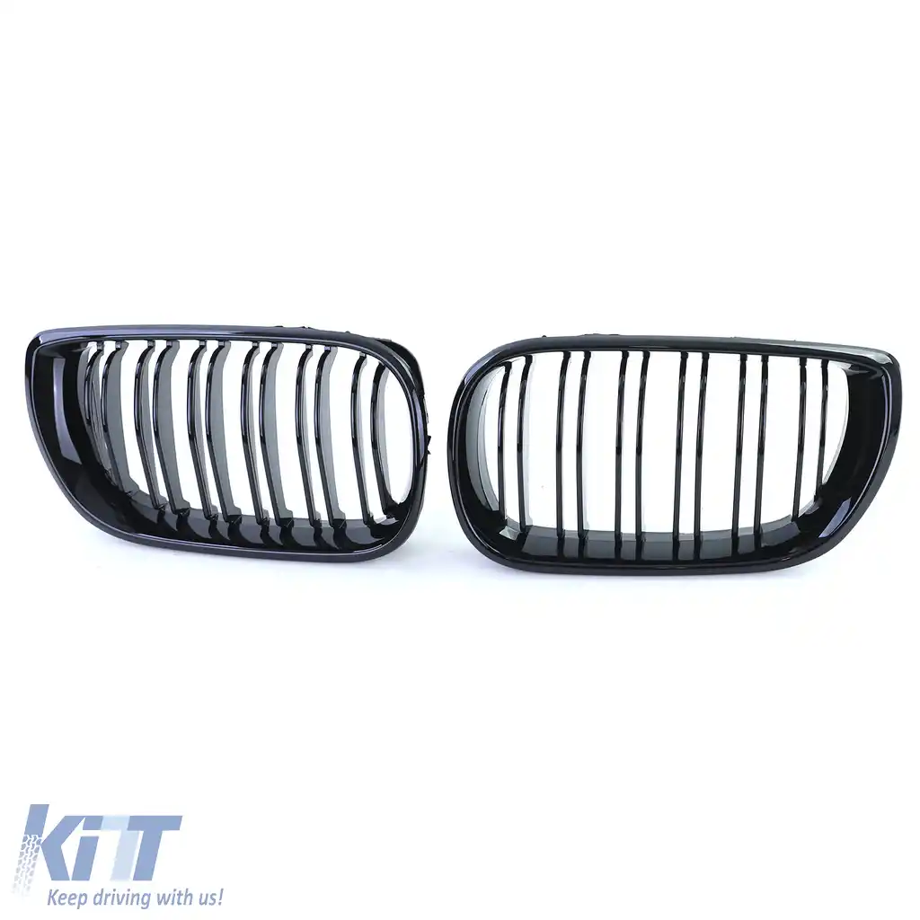 Grilă cu fante duble pentru performanță, negru lucios, potrivită pentru BMW Seria 3 E46 2001-2005-image-6203174