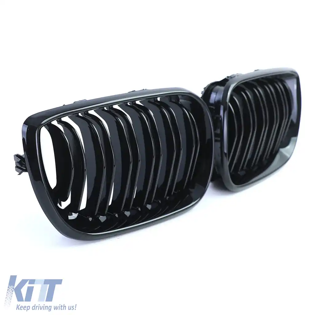 Grilă cu fante duble pentru performanță, negru lucios, potrivită pentru BMW Seria 3 E46 2001-2005-image-6203175