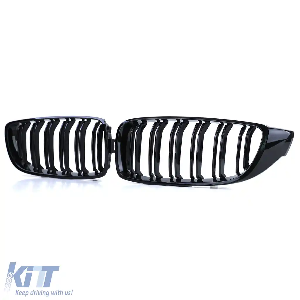 Grilă cu fante duble pentru performanță, negru lucios, potrivită pentru BMW Seria 4 F32 F33 F36 F82 F83-image-6206411