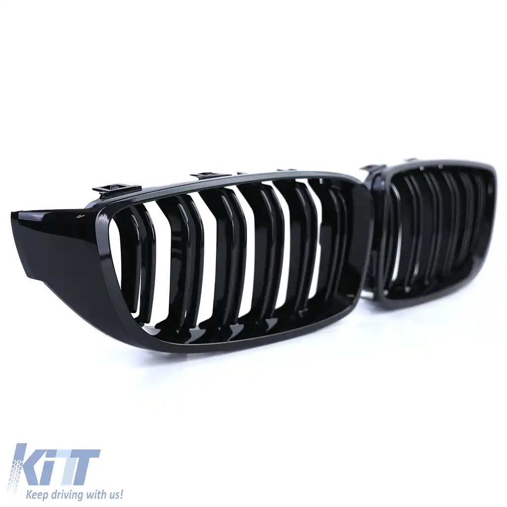Grilă cu fante duble pentru performanță, negru lucios, potrivită pentru BMW Seria 4 F32 F33 F36 F82 F83-image-6206412