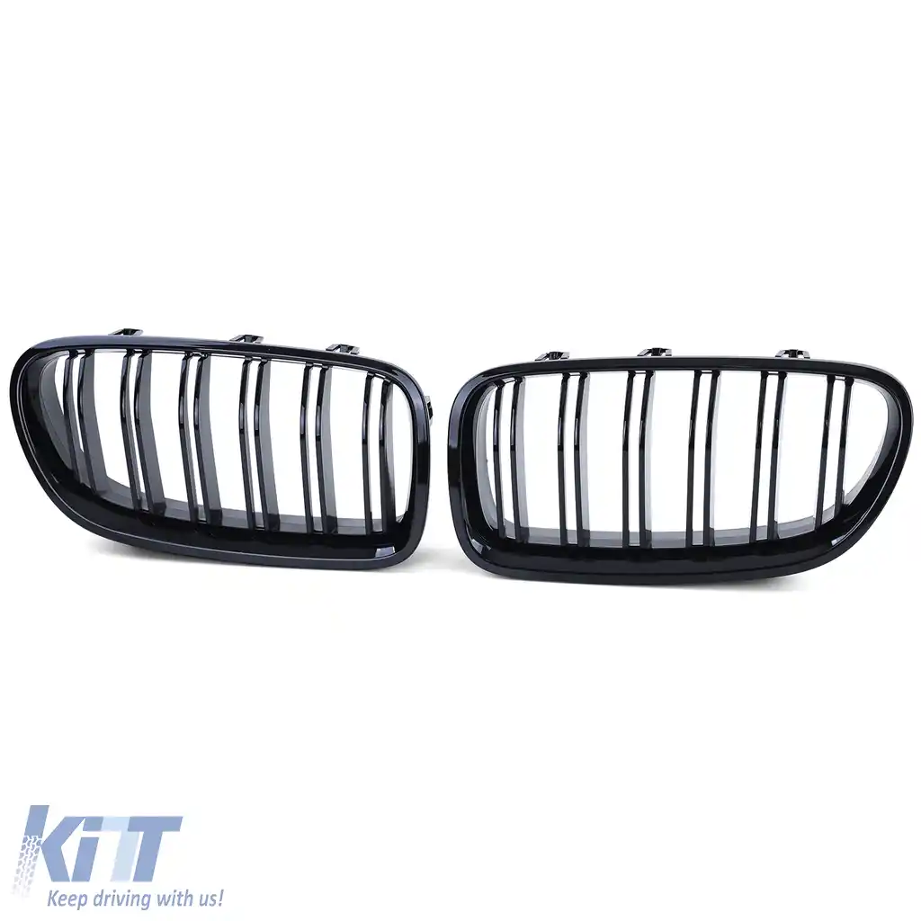 Grilă cu fante duble pentru performanță, negru lucios, potrivită pentru BMW Seria 5 F10 F11 2010-2017-image-6257435