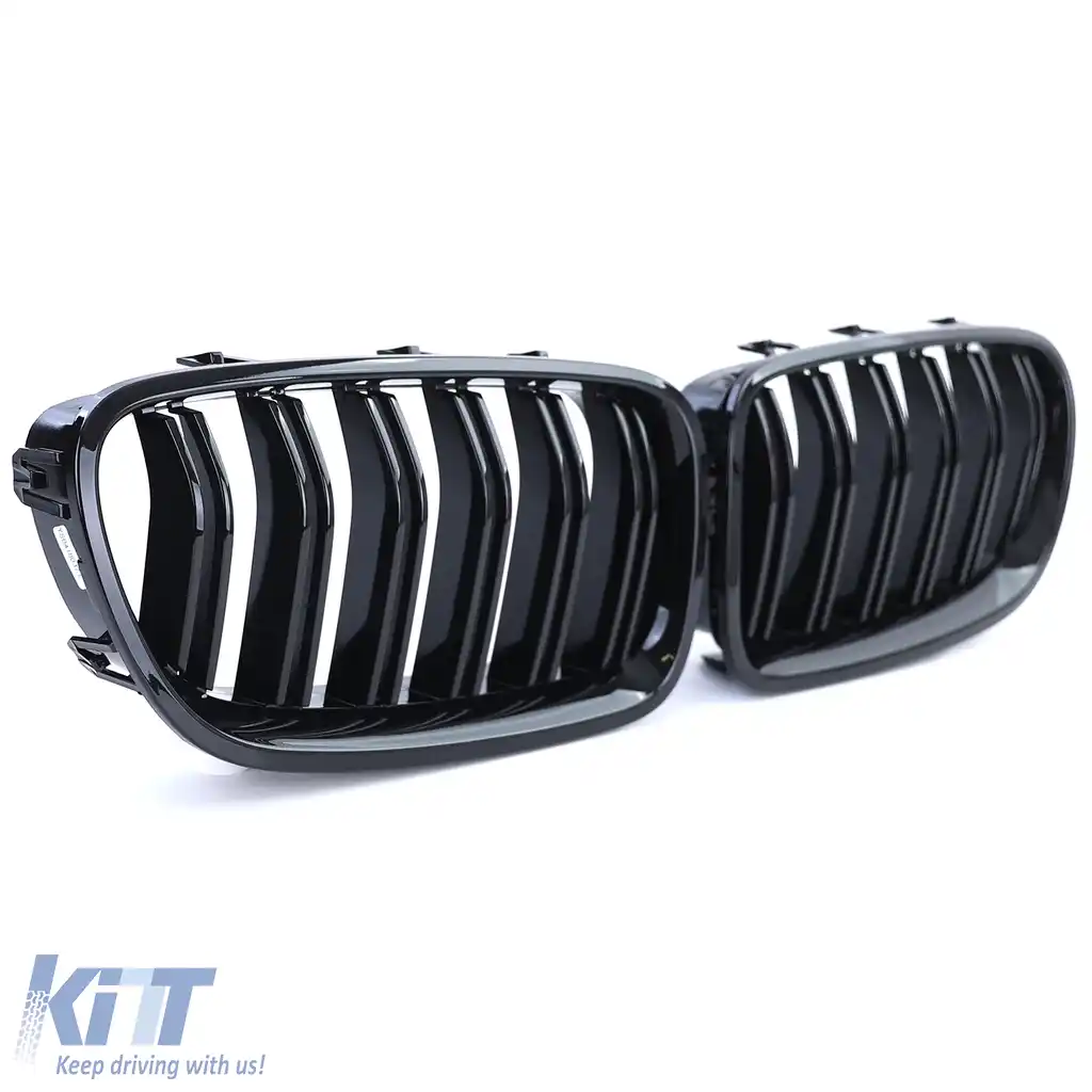 Grilă cu fante duble pentru performanță, negru lucios, potrivită pentru BMW Seria 5 F10 F11 2010-2017-image-6257437