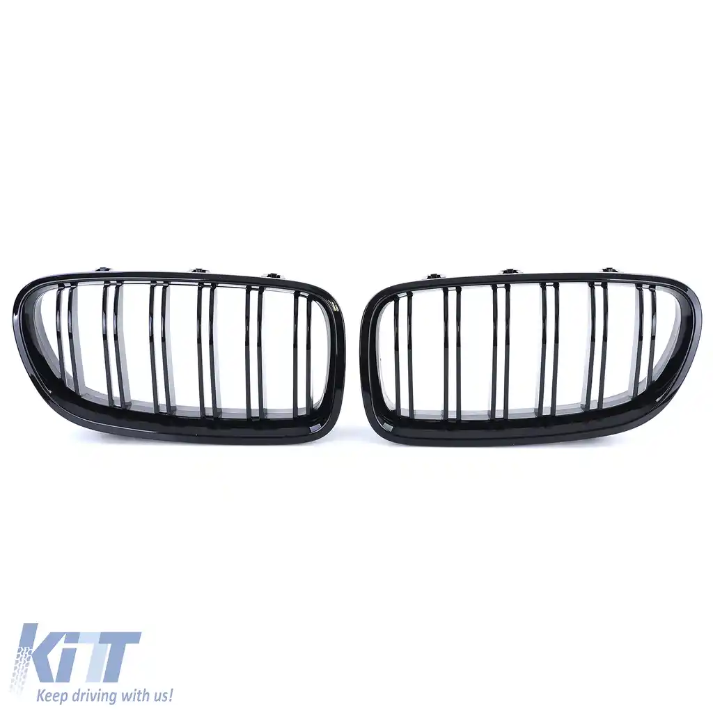 Grilă cu fante duble pentru performanță, negru lucios, potrivită pentru BMW Seria 5 F10 F11 2010-2017-image-6257438