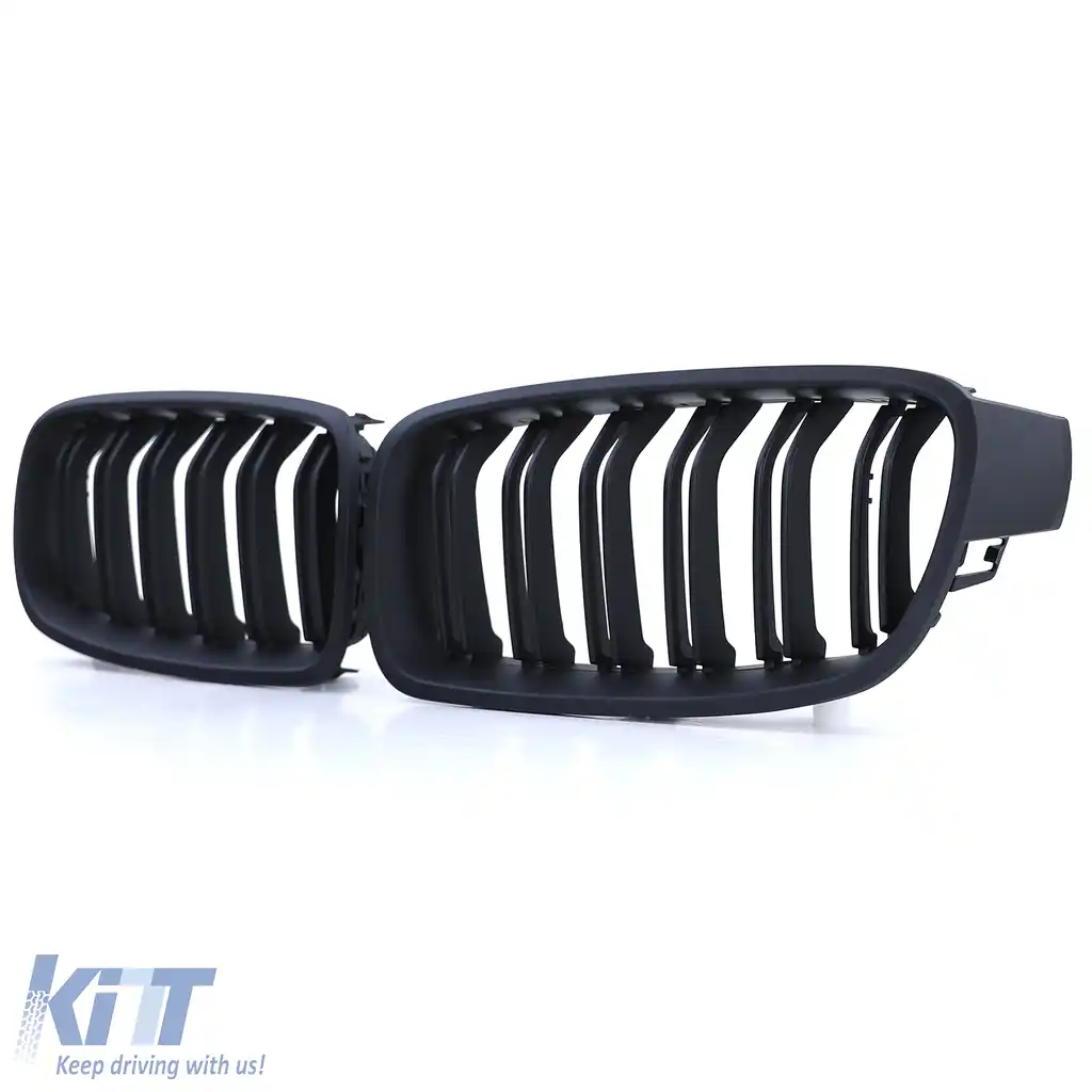 Grilă cu fante duble pentru performanță, neagră lucioasă, potrivită pentru BMW Seria 3 F30 F31 2011-2019-image-6206427