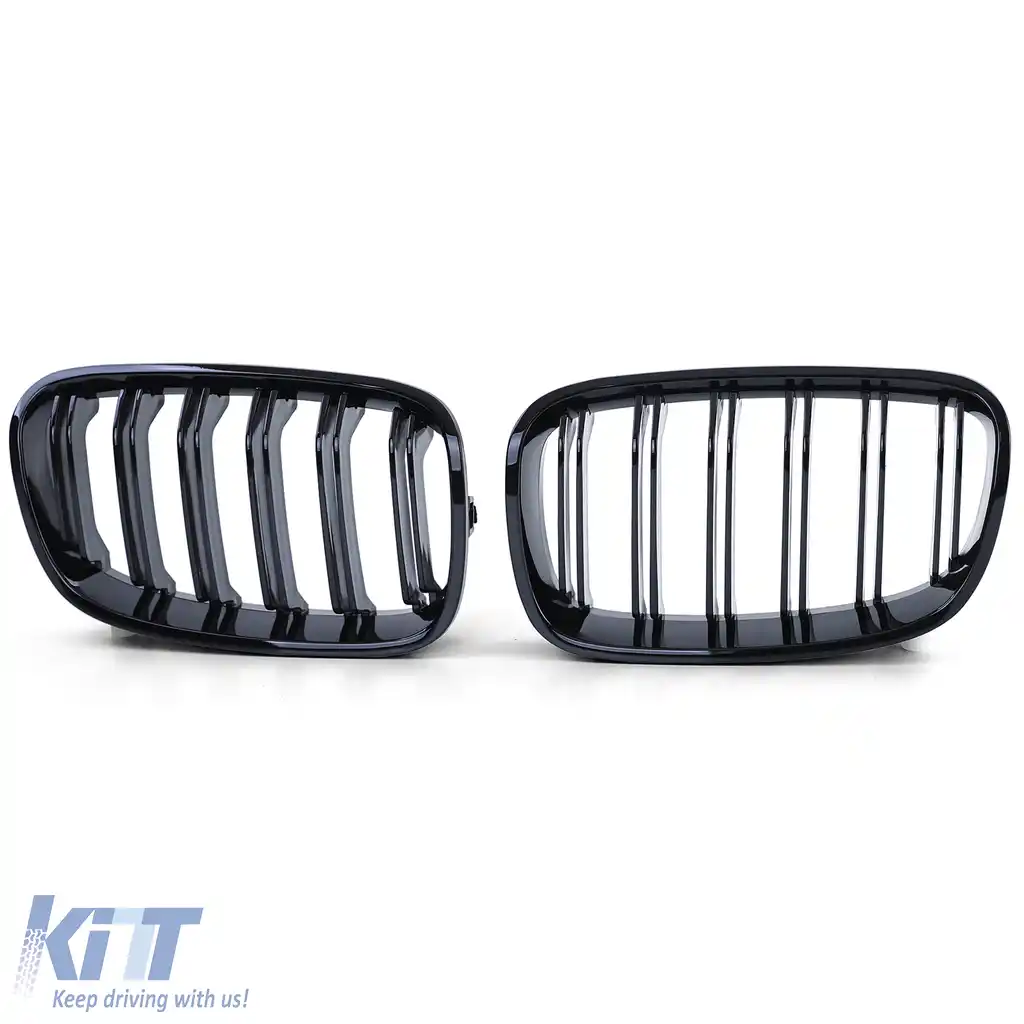 Grilă cu fante duble tip rinichi Performance negru lucios, potrivită pentru BMW Seria 1 F20 F21 2010-2014-image-6192859