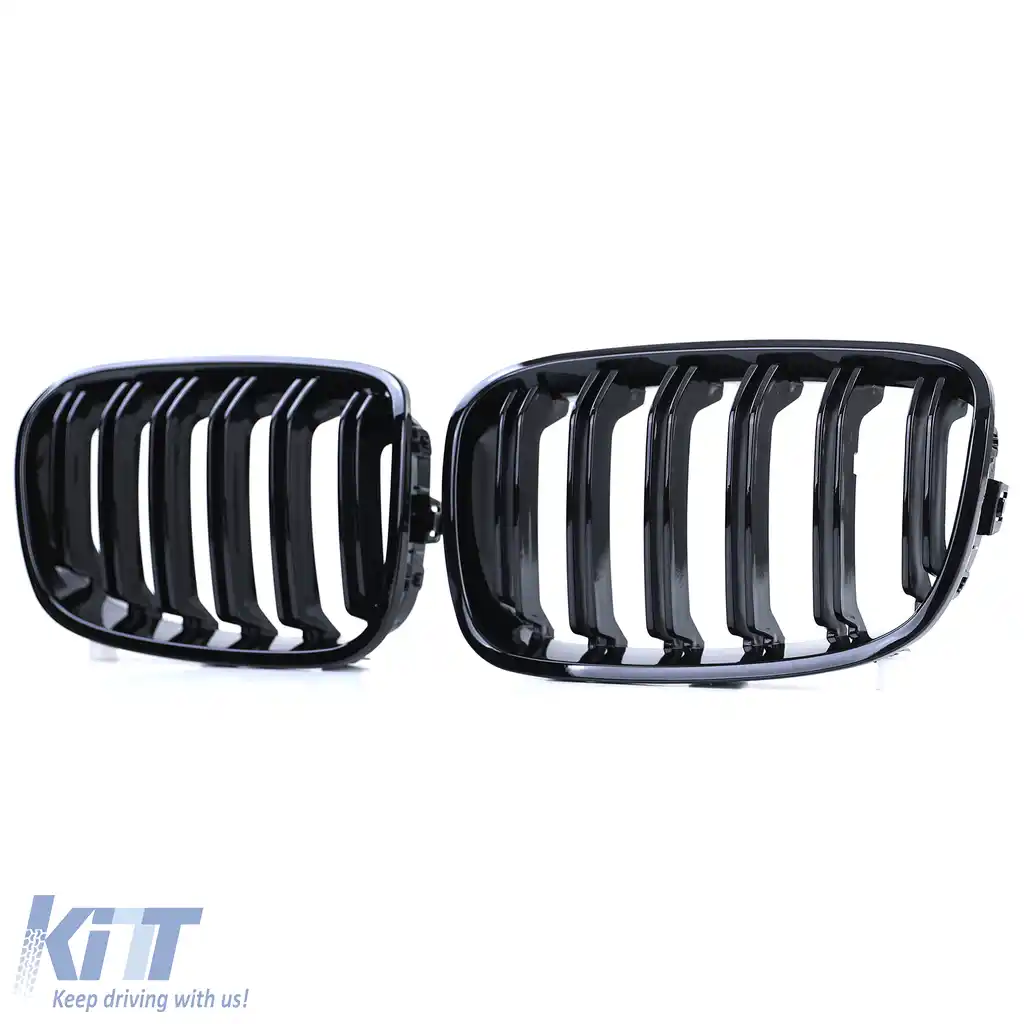Grilă cu fante duble tip rinichi Performance negru lucios, potrivită pentru BMW Seria 1 F20 F21 2010-2014-image-6192860