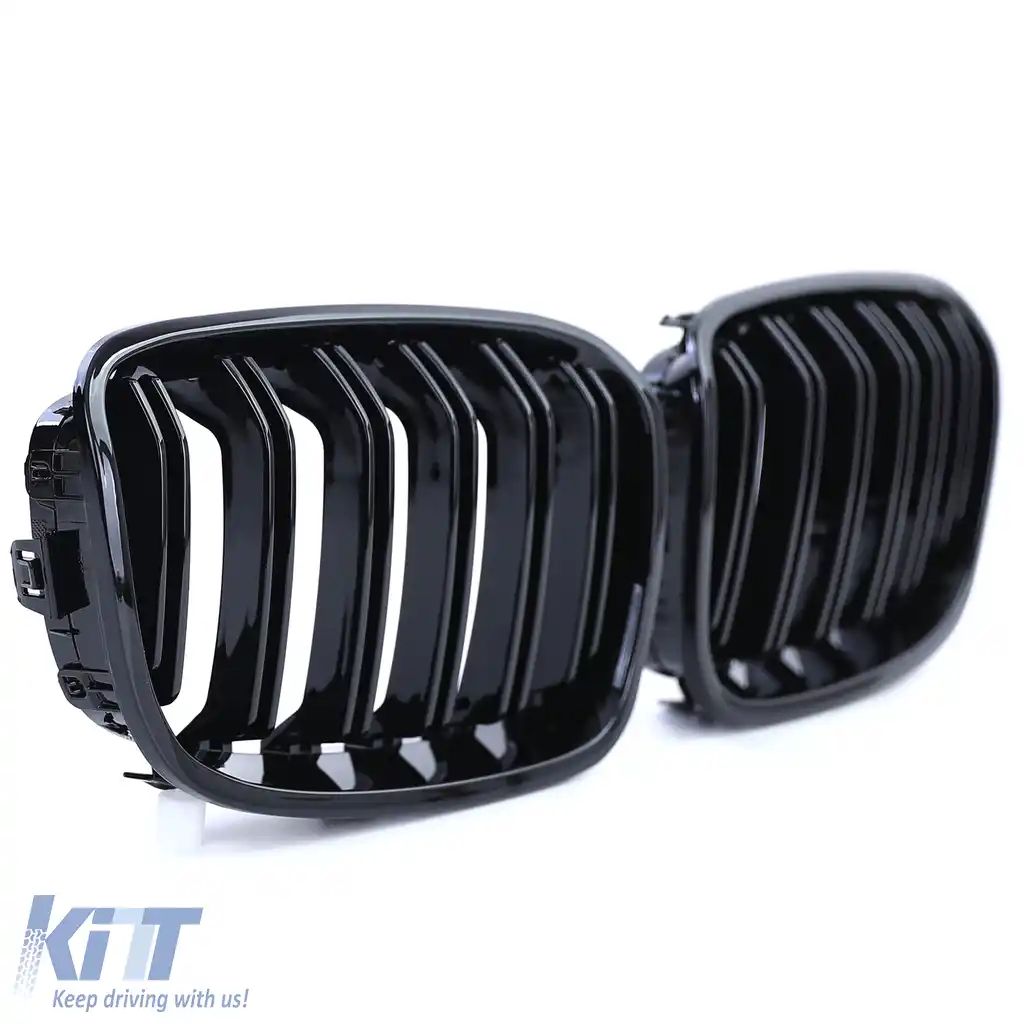 Grilă cu fante duble tip rinichi Performance negru lucios, potrivită pentru BMW Seria 1 F20 F21 2010-2014-image-6192861