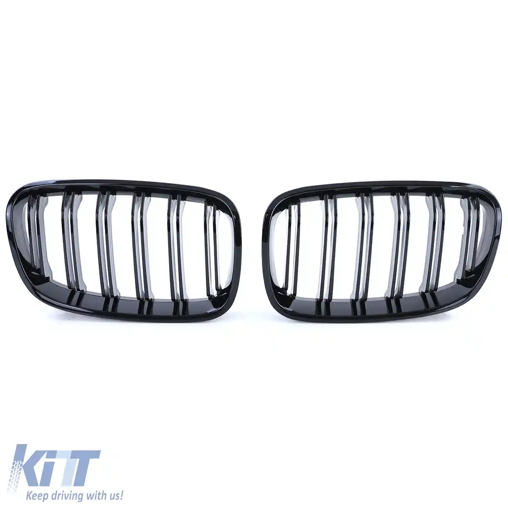 Grilă cu fante duble tip rinichi Performance negru lucios, potrivită pentru BMW Seria 1 F20 F21 2010-2014-image-6192862