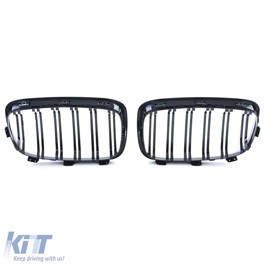 Grilă cu fante duble tip rinichi Performance negru lucios, potrivită pentru BMW Seria 1 F20 F21 2010-2014-image-6192863
