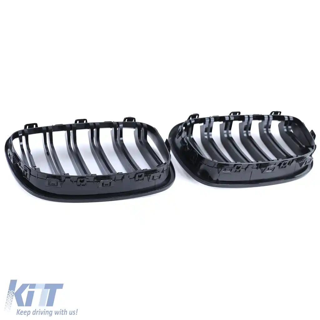 Grilă cu fante duble tip rinichi Performance negru lucios, potrivită pentru BMW Seria 1 F20 F21 2010-2014-image-6192864