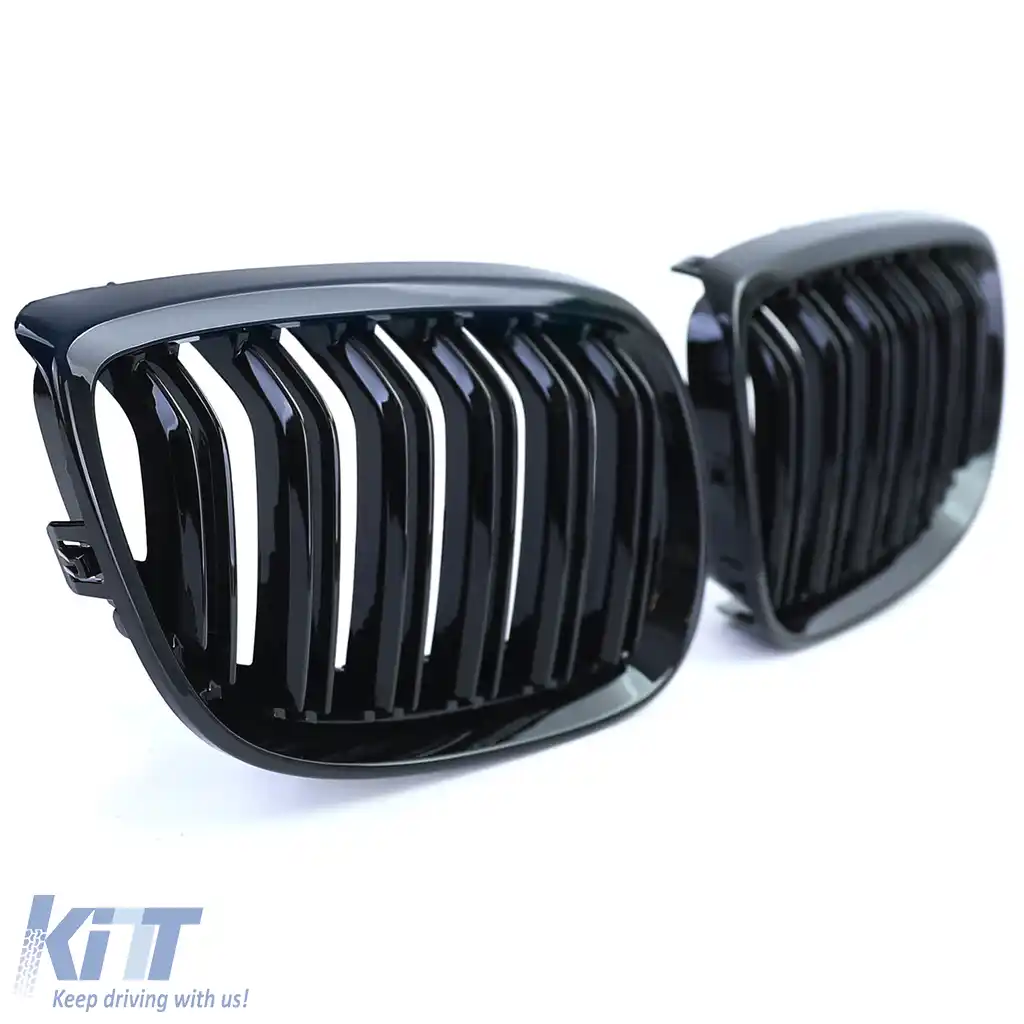 Grilă cu fante duble tip rinichi Performance negru lucios, potrivită pentru BMW Seria 3 E92 E93 2006-2010-image-6196976