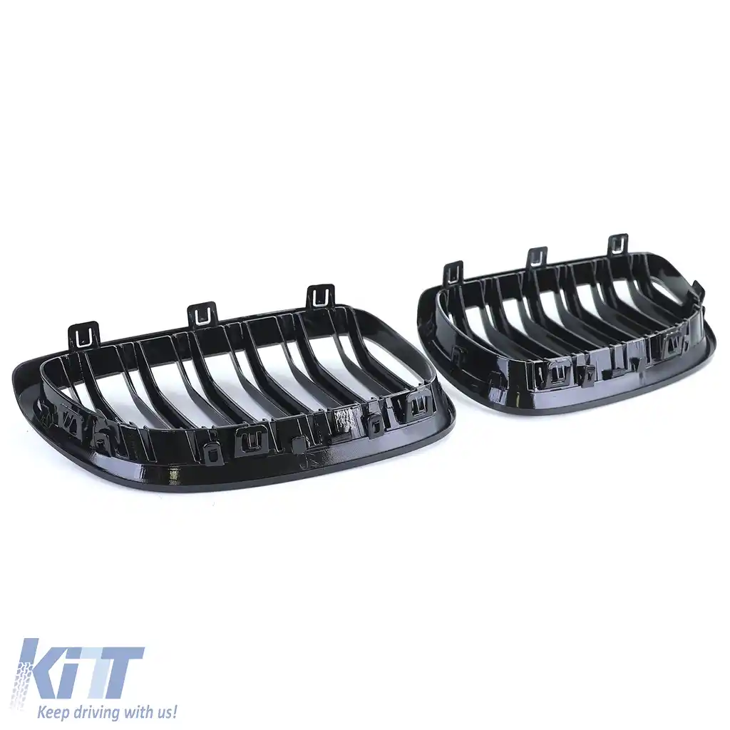Grilă cu fante duble tip rinichi Performance negru lucios, potrivită pentru BMW Seria 3 E92 E93 2006-2010-image-6196979