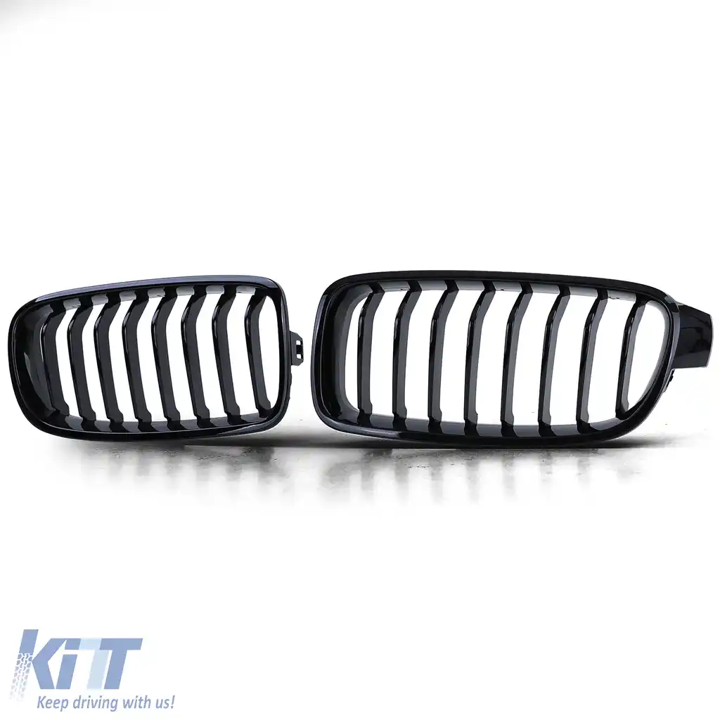Grilă cu lame duble tip rinichi, performanță, negru lucios, potrivită pentru BMW Seria 3 F30 F31 2011-2019-image-6192853
