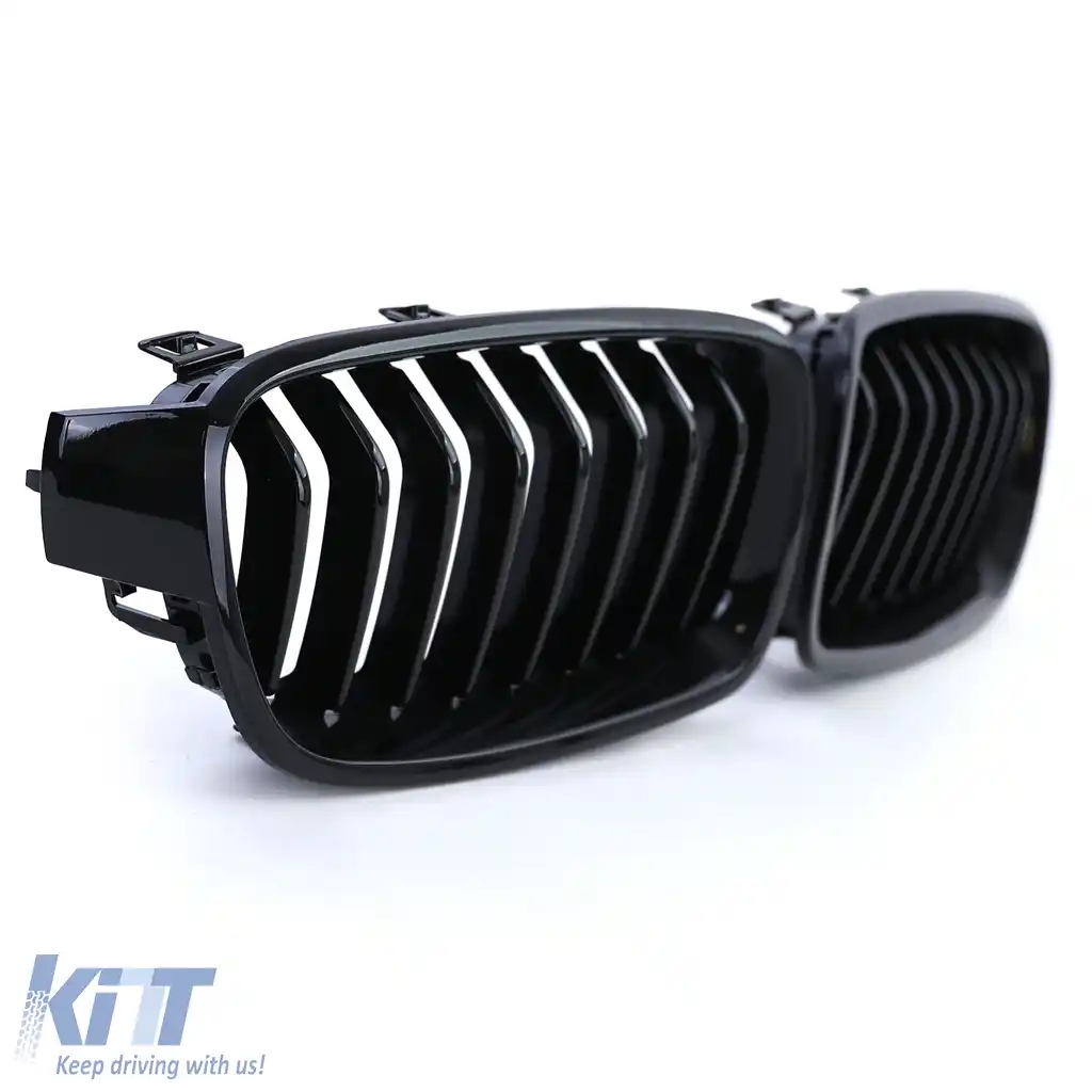 Grilă cu lame duble tip rinichi, performanță, negru lucios, potrivită pentru BMW Seria 3 F30 F31 2011-2019-image-6192854