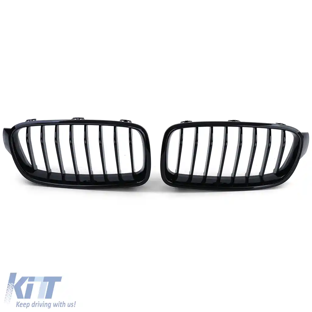 Grilă cu lame duble tip rinichi, performanță, negru lucios, potrivită pentru BMW Seria 3 F30 F31 2011-2019-image-6192855