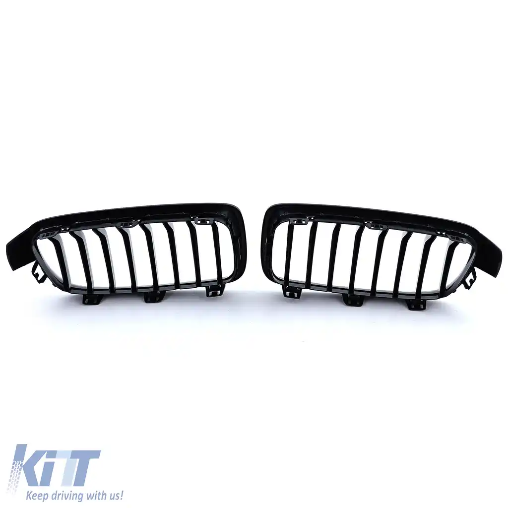 Grilă cu lame duble tip rinichi, performanță, negru lucios, potrivită pentru BMW Seria 3 F30 F31 2011-2019-image-6192856