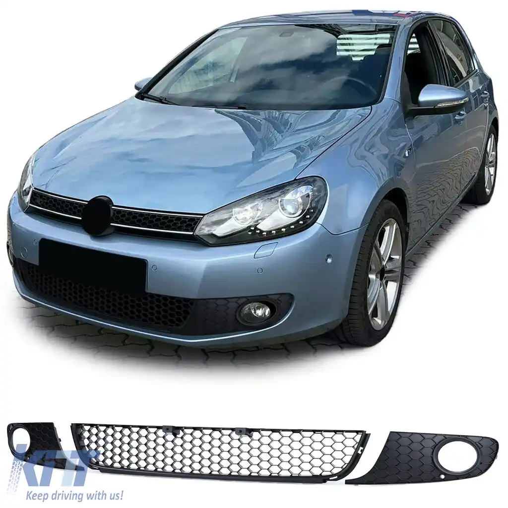 Grilă de bumper cu capace pentru lumini de ceață design Sport, potrivită pentru VW Golf 6 08-13
