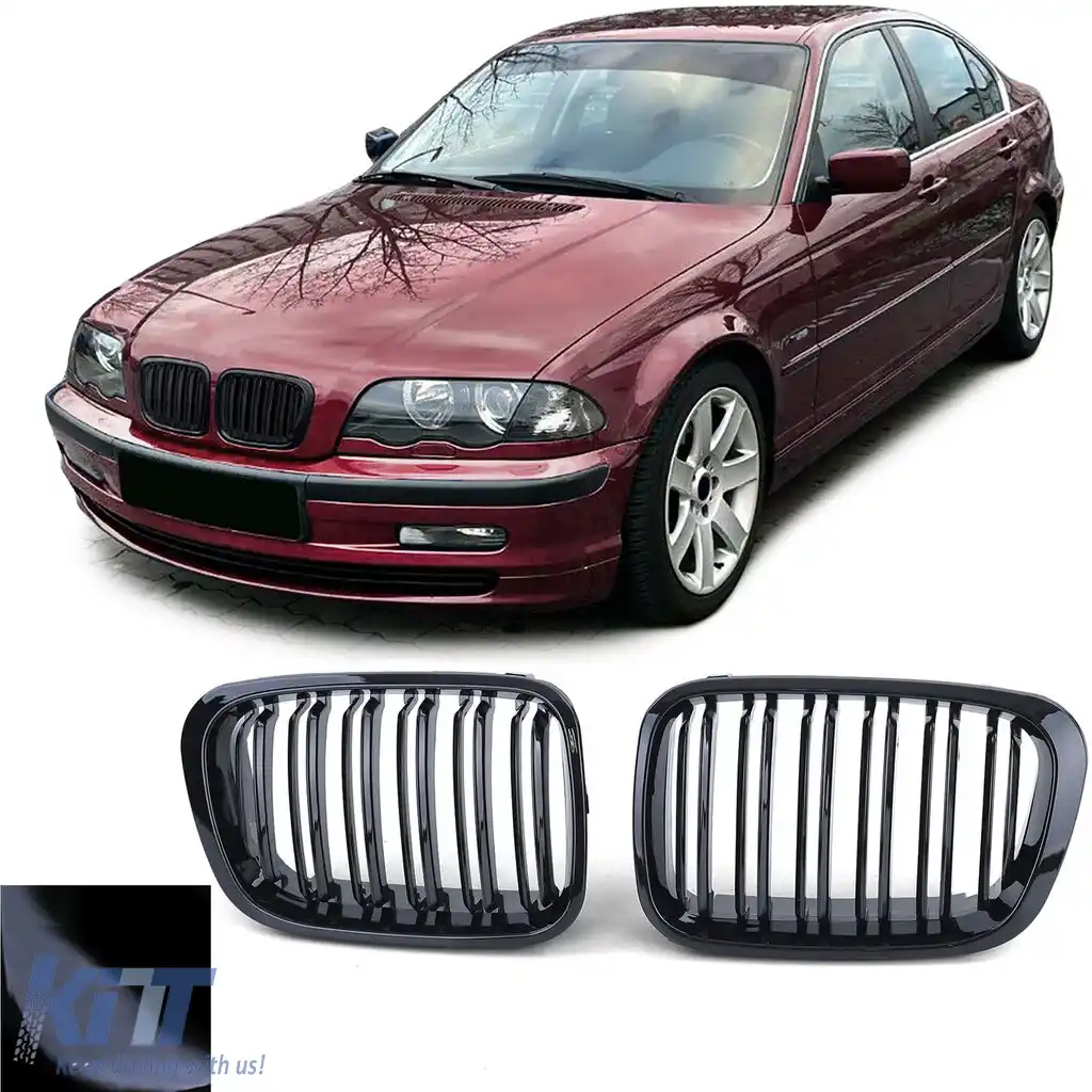 Grilă de performanță cu fante duble lucioasă, potrivită pentru BMW Seria 3 E46 Sedan Touring 98-01
