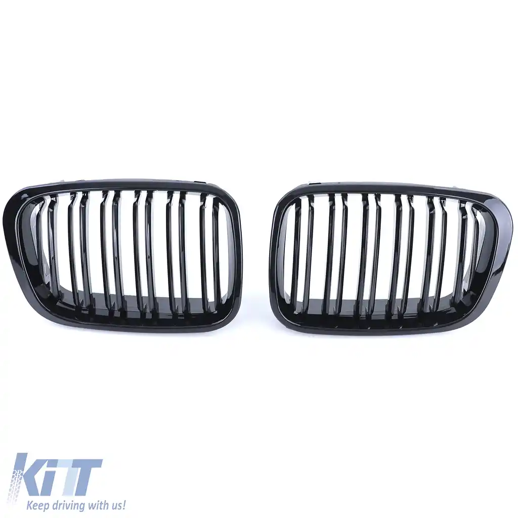 Grilă de performanță cu fante duble lucioasă, potrivită pentru BMW Seria 3 E46 Sedan Touring 98-01-image-6202352