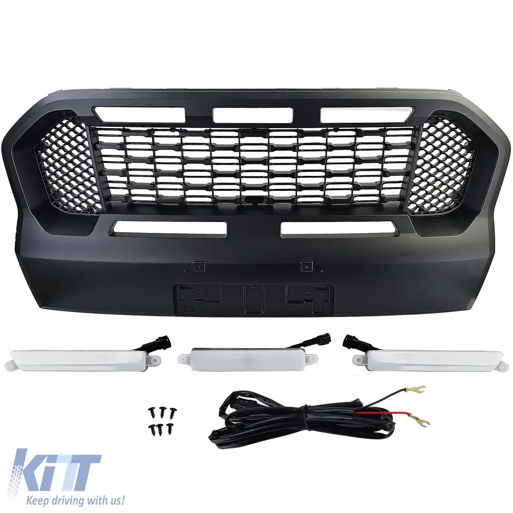 Grilă de performanță tip fagure neagră cu LED, potrivită pentru Ford Ranger T8 19-23-image-6200410