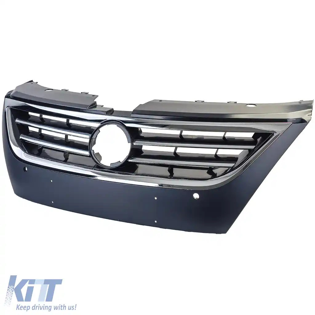 Grilă de radiator neagră cu benzi cromate, potrivită pentru VW Passat CC 2008-2012-image-6204933