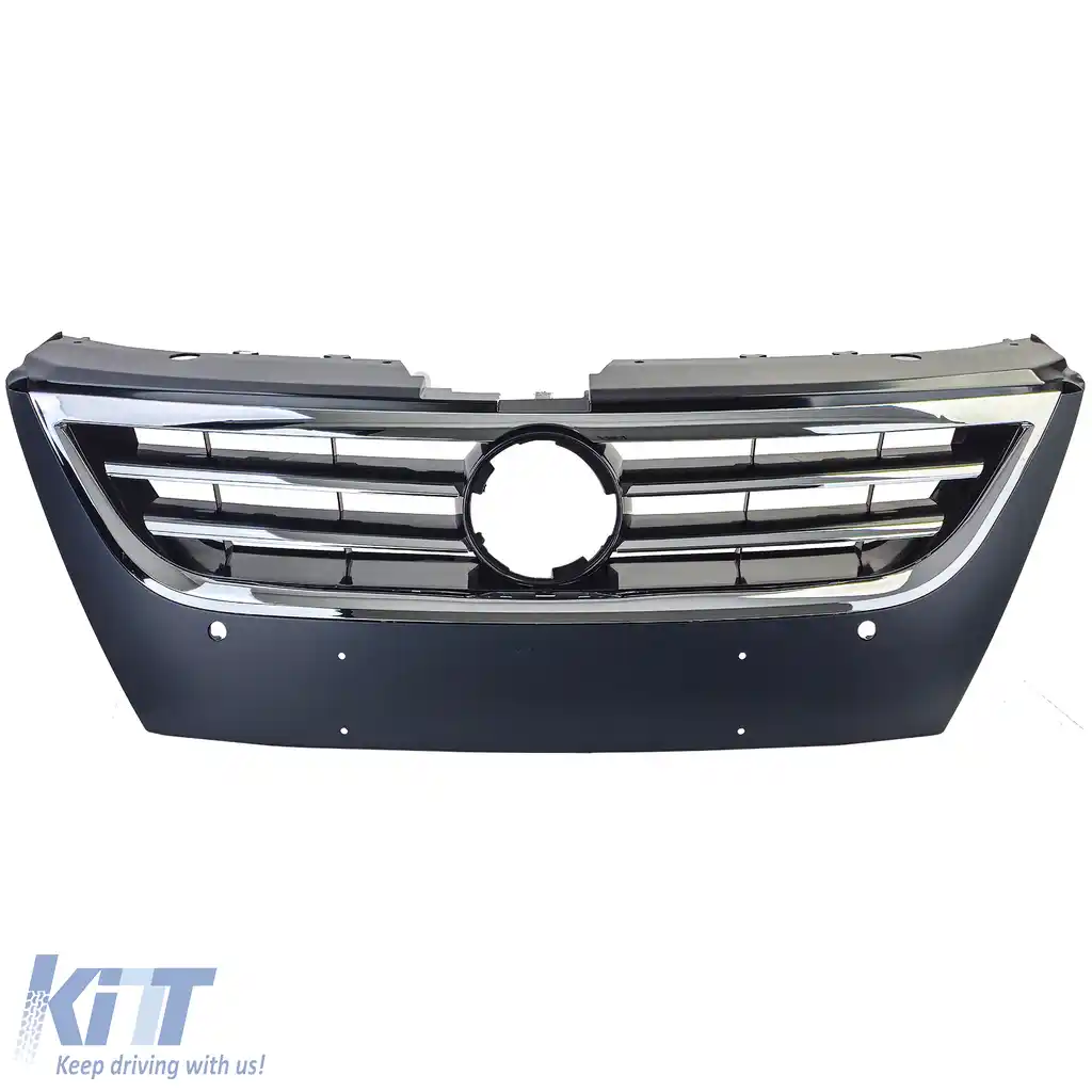Grilă de radiator neagră cu benzi cromate, potrivită pentru VW Passat CC 2008-2012-image-6204934