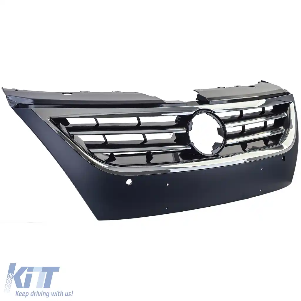 Grilă de radiator neagră cu benzi cromate, potrivită pentru VW Passat CC 2008-2012-image-6204935