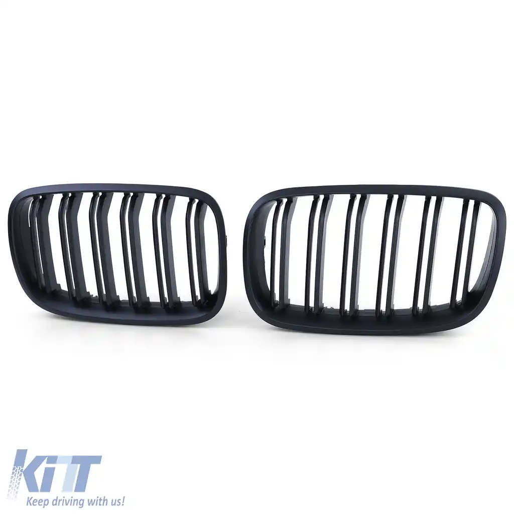 Grilă de rinichi cu fante duble, performanță, neagră, potrivită pentru BMW X5 E70 X6 E71 din 2006-image-6198276