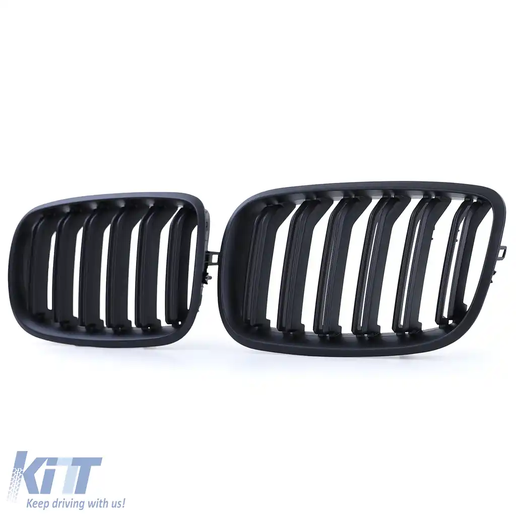 Grilă de rinichi cu fante duble, performanță, neagră, potrivită pentru BMW X5 E70 X6 E71 din 2006-image-6198277