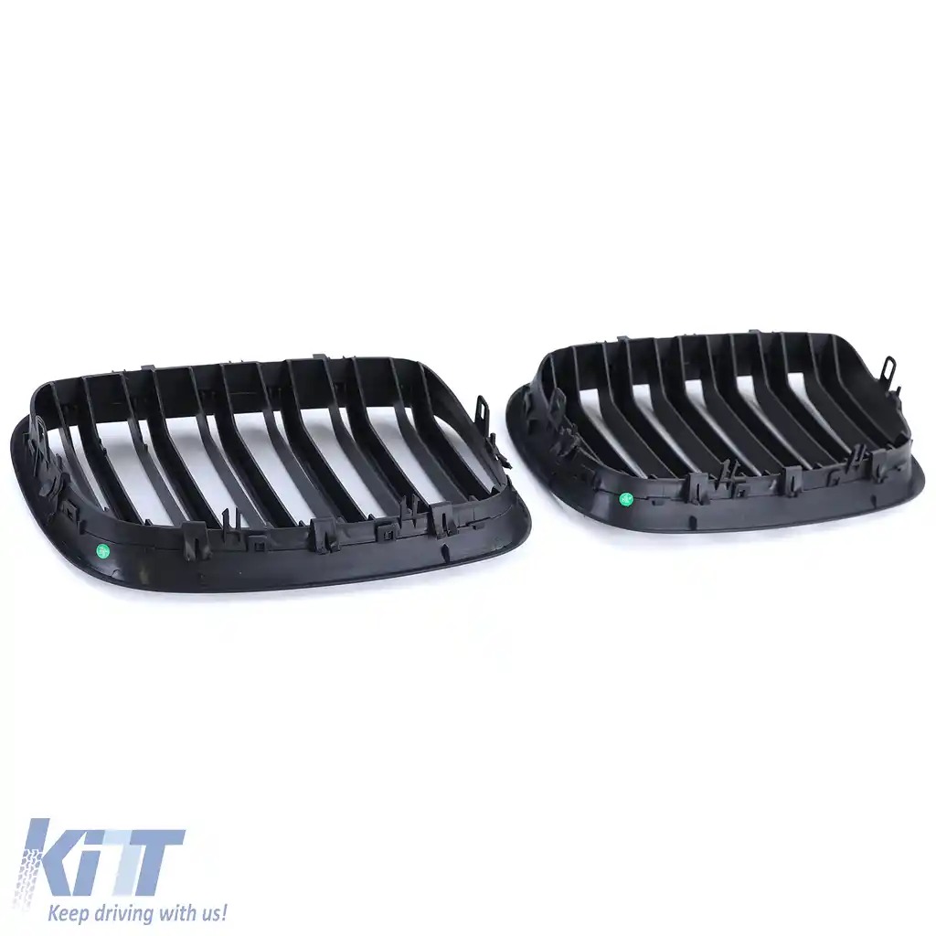Grilă de rinichi cu fante duble, performanță, neagră, potrivită pentru BMW X5 E70 X6 E71 din 2006-image-6198281