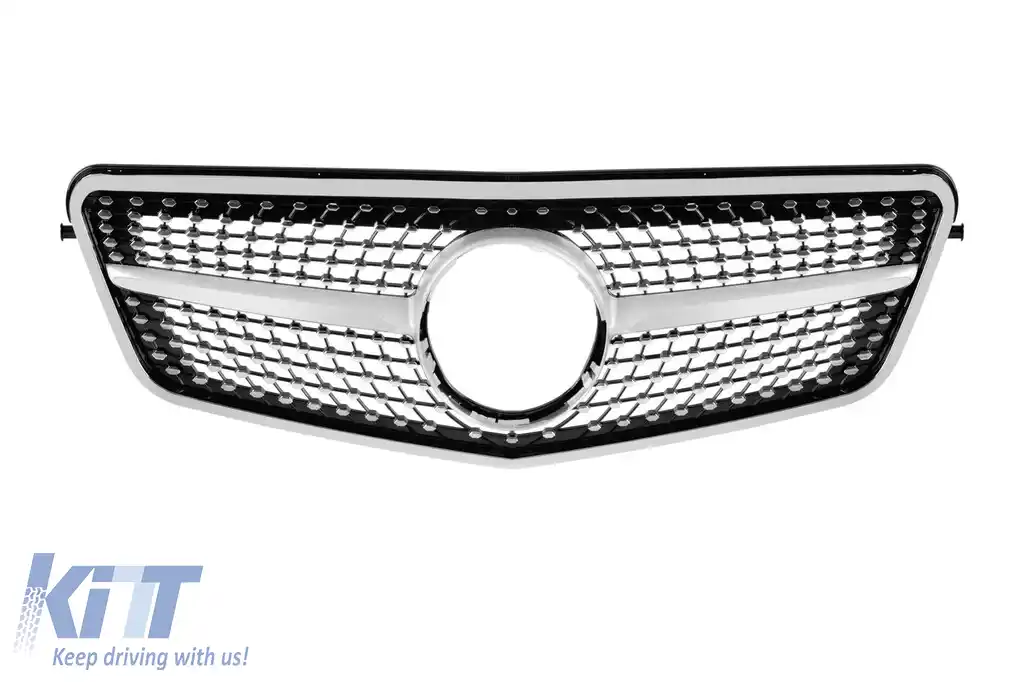 Grilă diamant cromată/gri potrivită pentru Mercedes E class W212, S212 2009-2013
