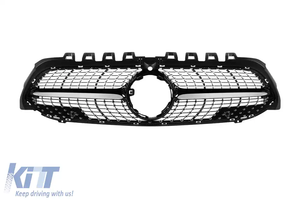 Grilă diamant cu crom/negru potrivită pentru Mercedes A class W177 2018-2022