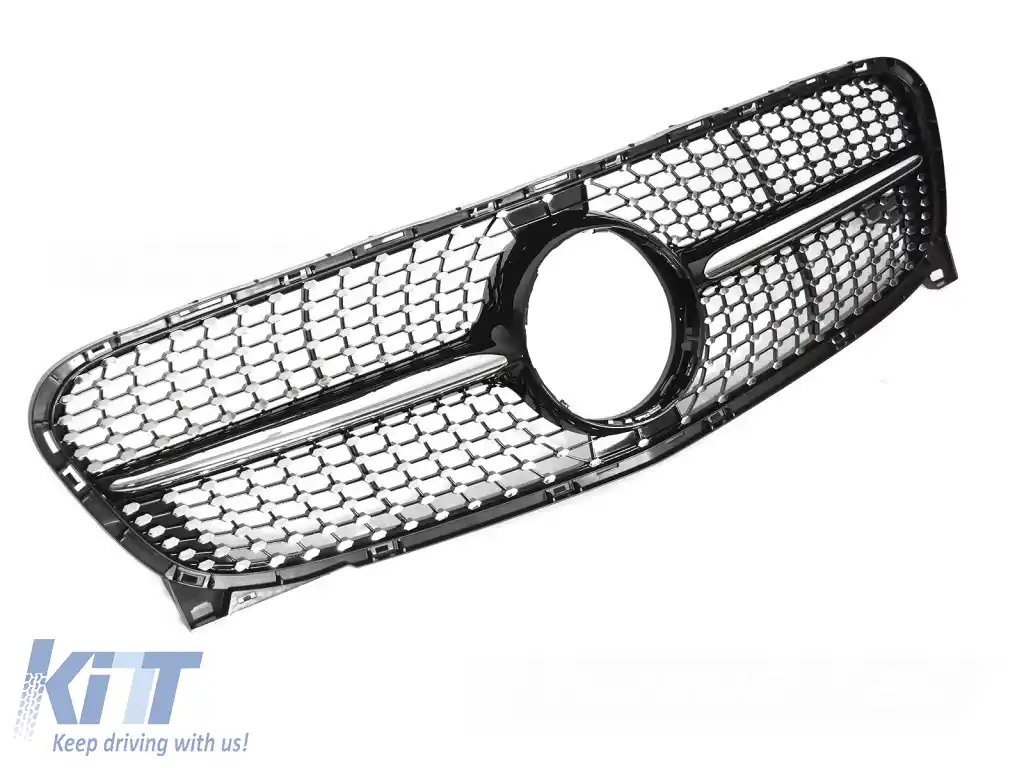 GRILĂ DIAMANT NEGRU CROMAT potrivită pentru MERCEDES GLA X156 13-16