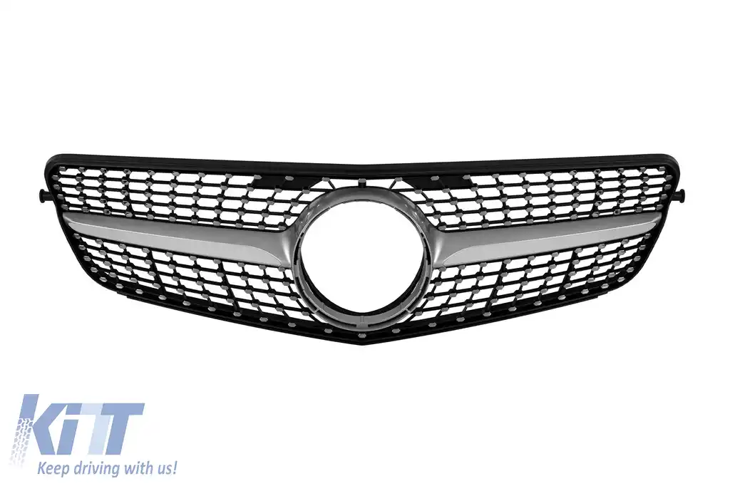 Grilă diamantată crom/gray potrivită pentru Mercedes C-Class W204 sedan, break, coupe 2007-2014