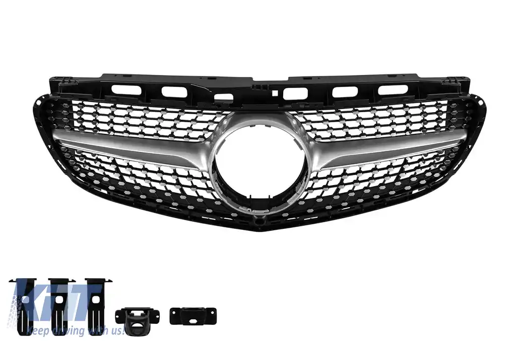 Grilă diamantată crom/gray potrivită pentru Mercedes E-Class W212 2014-2016