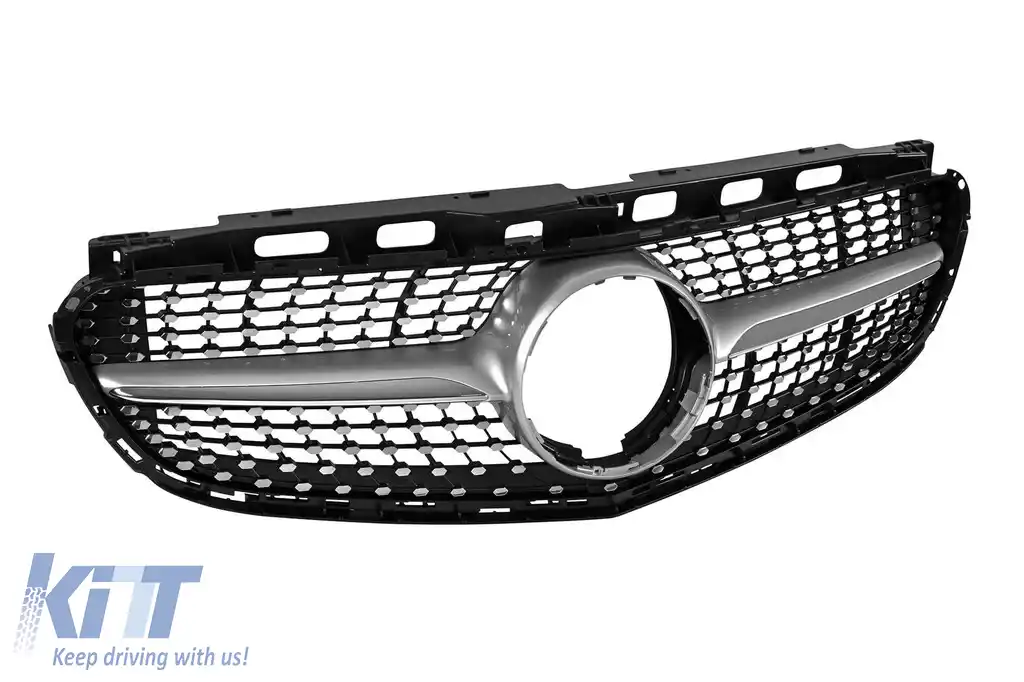 Grilă diamantată crom/gray potrivită pentru Mercedes E-Class W212 2014-2016-image-6237015