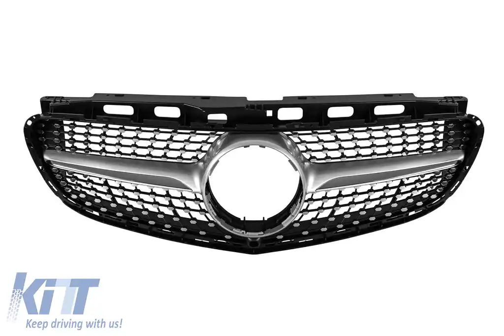 Grilă diamantată crom/gray potrivită pentru Mercedes E-Class W212 2014-2016-image-6237016