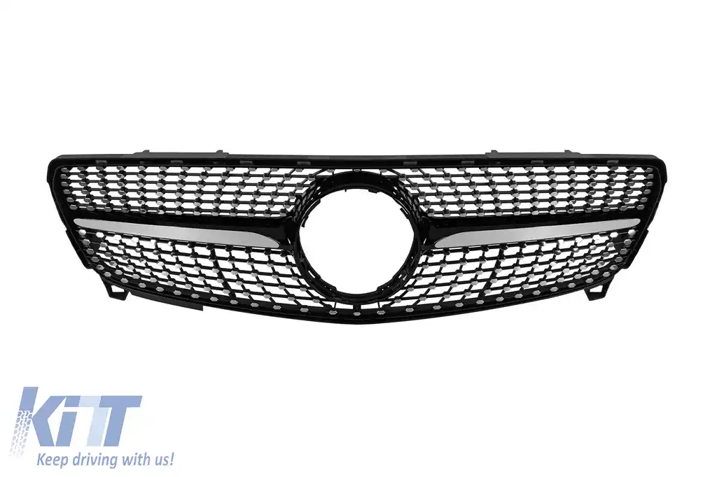 Grilă diamantată crom/neagră potrivită pentru Mercedes A-Class W176 2016-2018